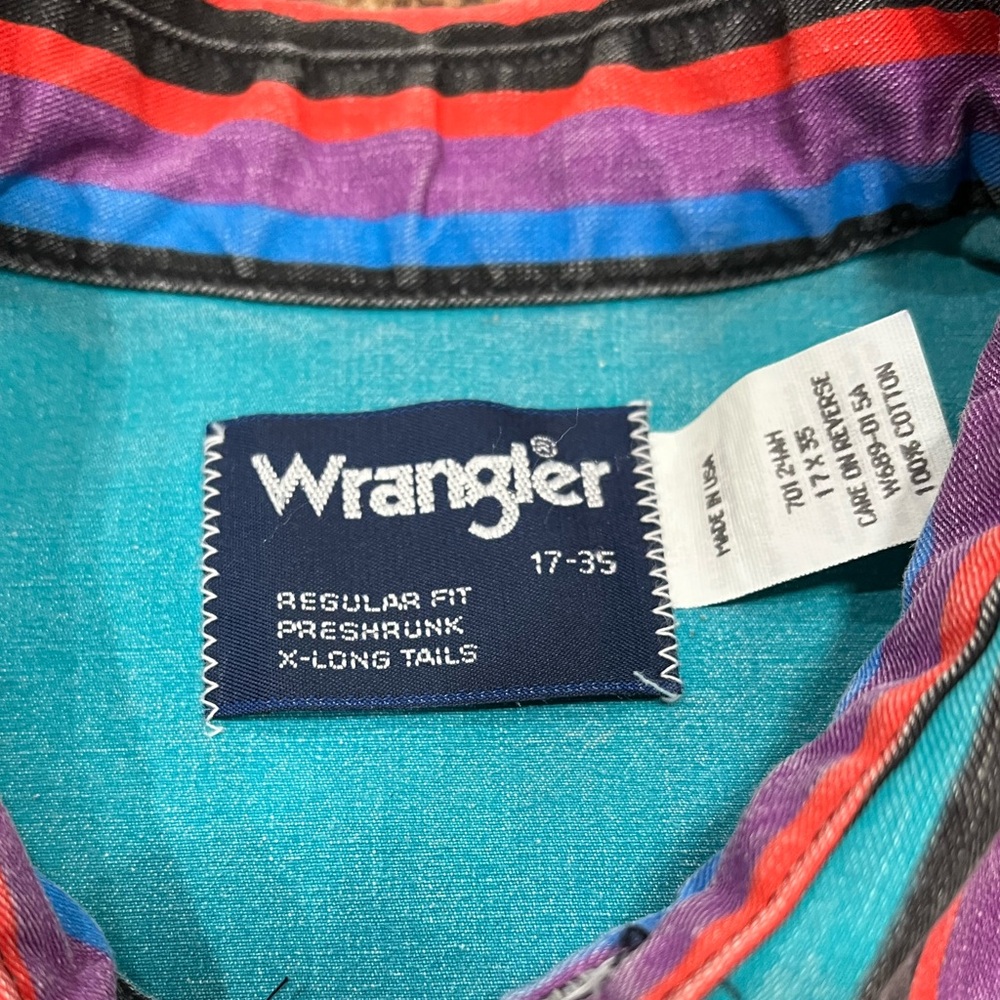 Vintage Wrangler 90’s Striped Western Shirt Men’s Size 17-35 - Picture 5 of 5